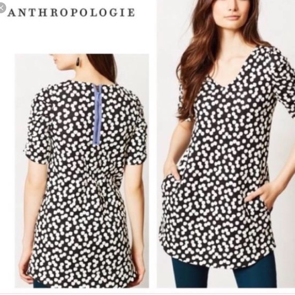 Anthropologie Tops - Anthropologie Deletta Polka Dot Top with Pockets